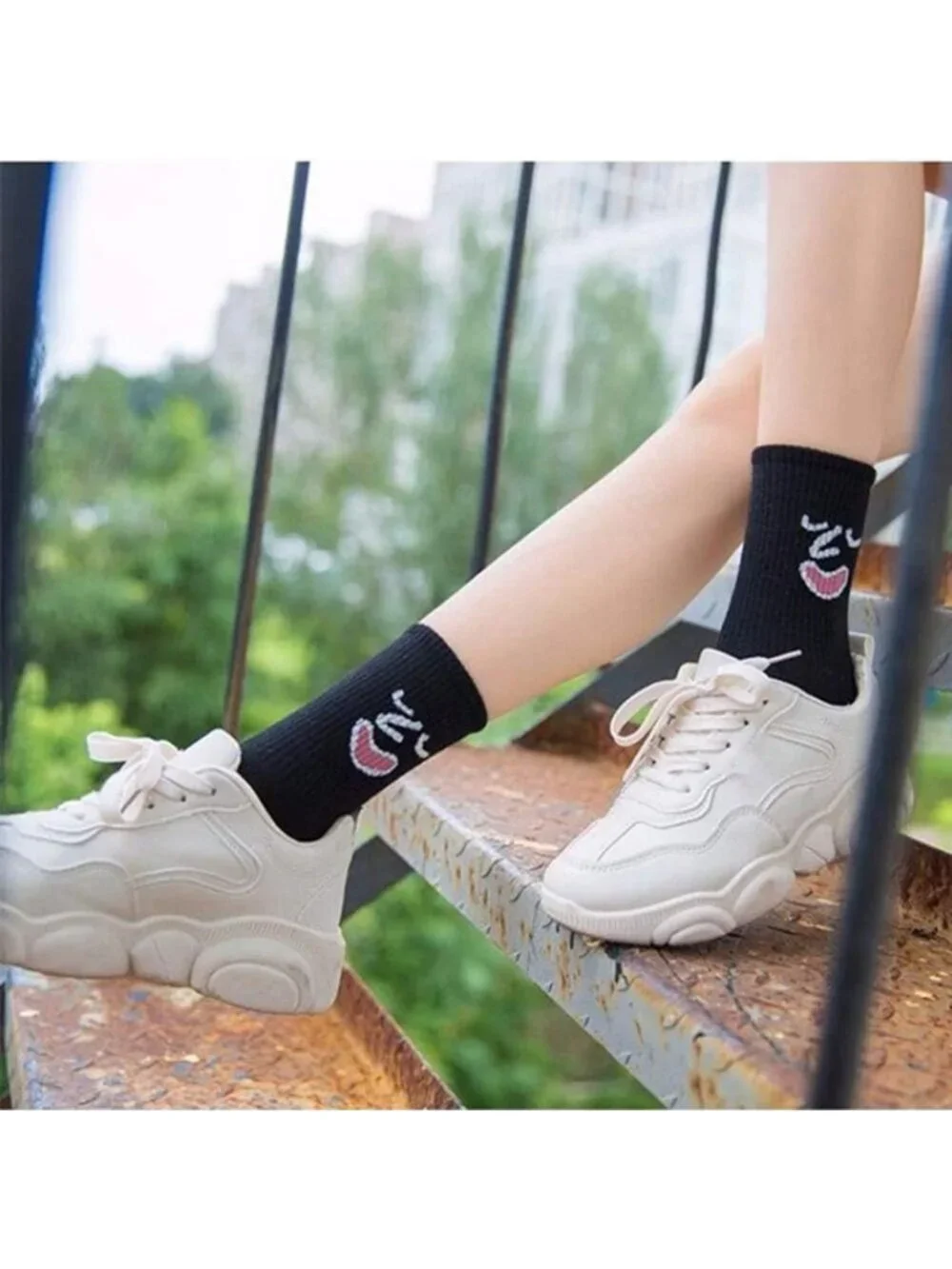 10-Pack Funny Emotion Crew Socks - Soft Cotton, 10 Unique Designs & Colors